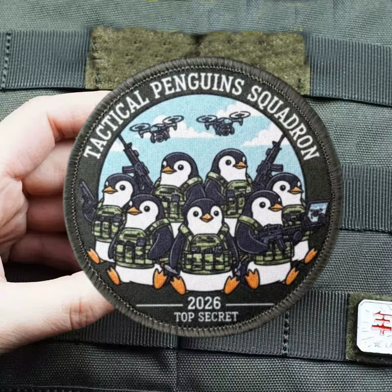 Parche táctico militar Drones y Pingüinos con gancho y bucle - imagen 5