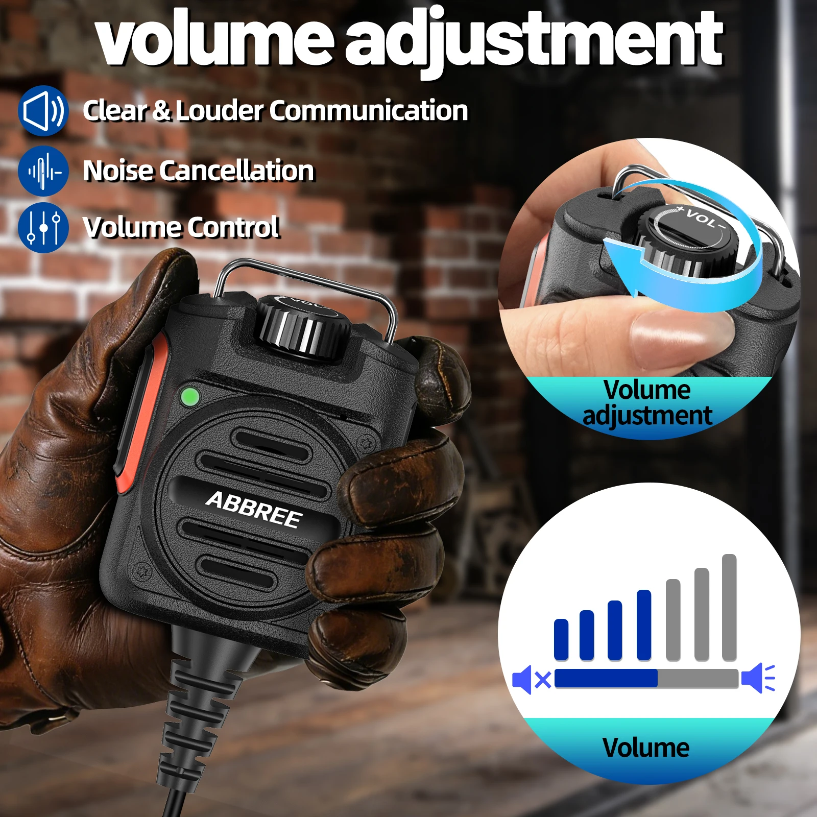 ABBREE AR-158 Walkie Talkie recargable micrófono altavoz volumen ajustable para Baofeng UV5R MINI Quansheng UV K5 UV-K1 - imagen 2