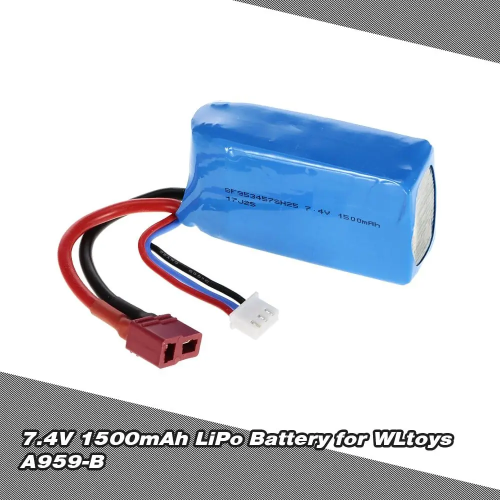 Batería LiPo recargable de 7,4 V y 1500 mAh con enchufe T para WLtoys A959-B/A969-B/A979-B 144001 144010   Coche teledirigido - imagen 3
