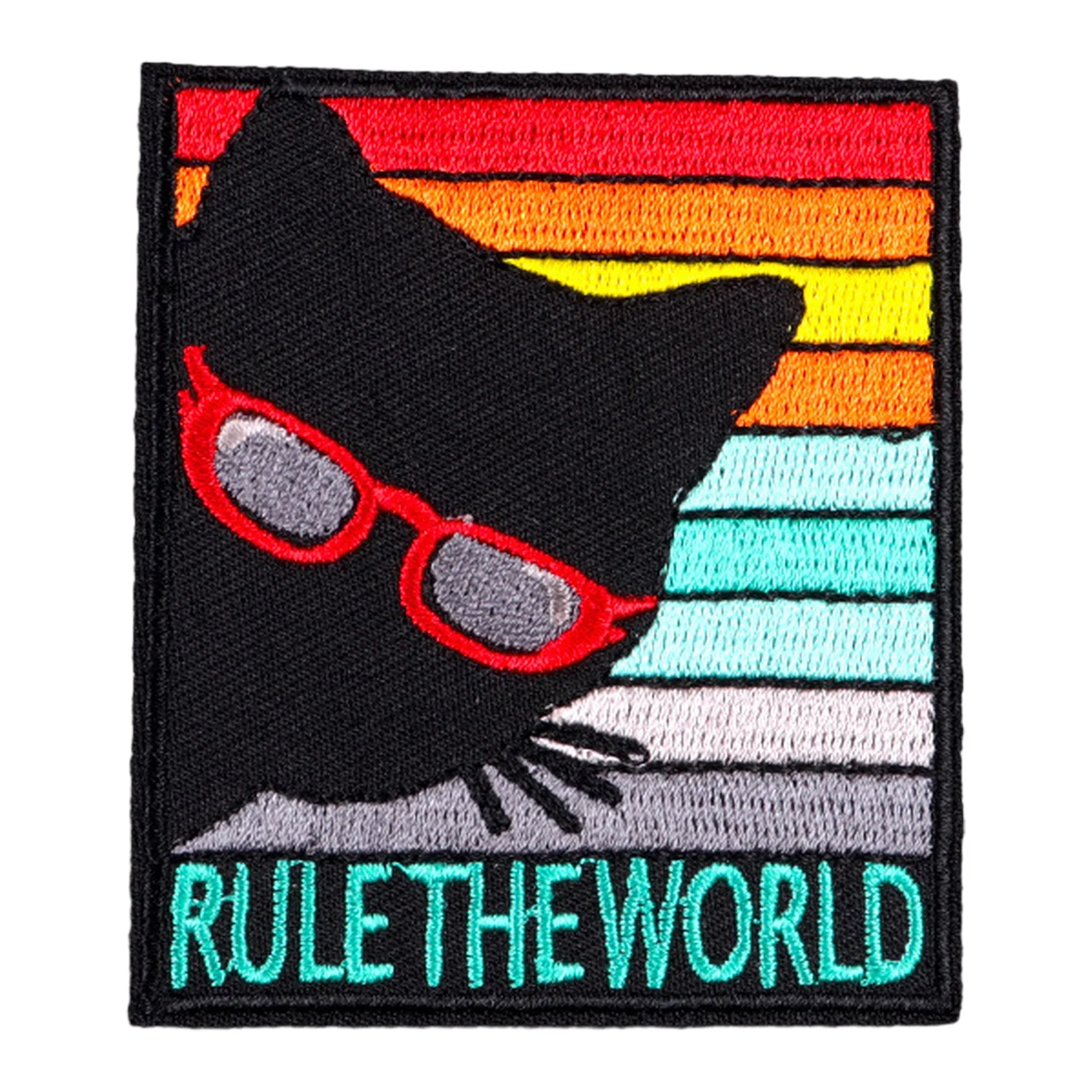 Parche retro Rule The World Cool Cat, parches divertidos con apliques bordados termoadhesivos para mochilas, jeans, sombreros, chaquetas