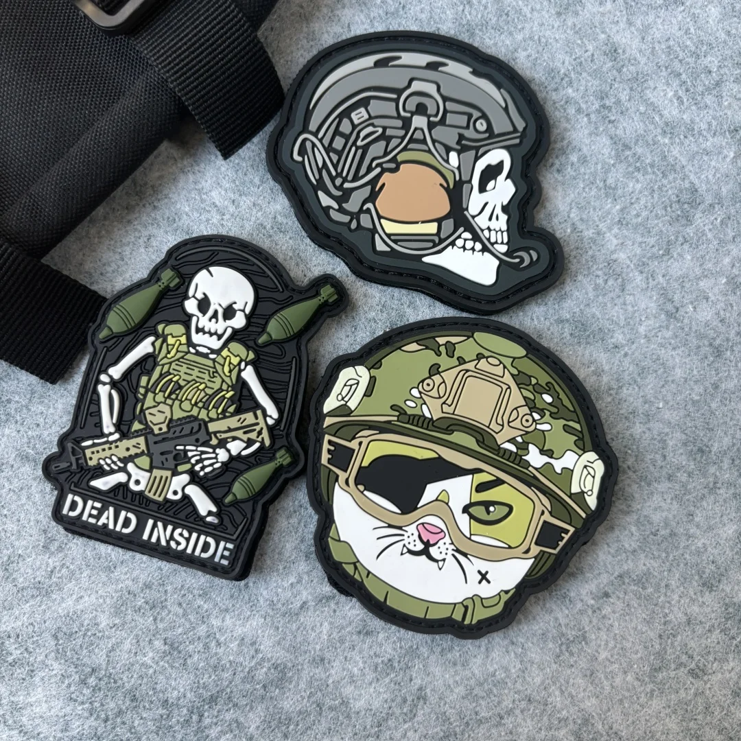 Parche táctico de comandante de esqueleto, gancho y bucle de soldado de gato, parches de PVC, brazalete, insignia de moral militar, mochila, pegatinas para ropa - imagen 2