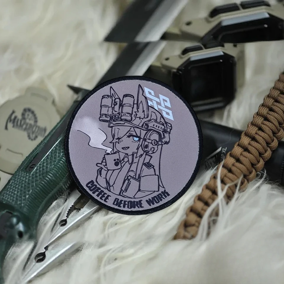 Parche táctico, insignia de moral de juego, archivo azul bidimensional, parches de gancho y bucle Kanna, pegatina de impresión de mochila militar - imagen 4