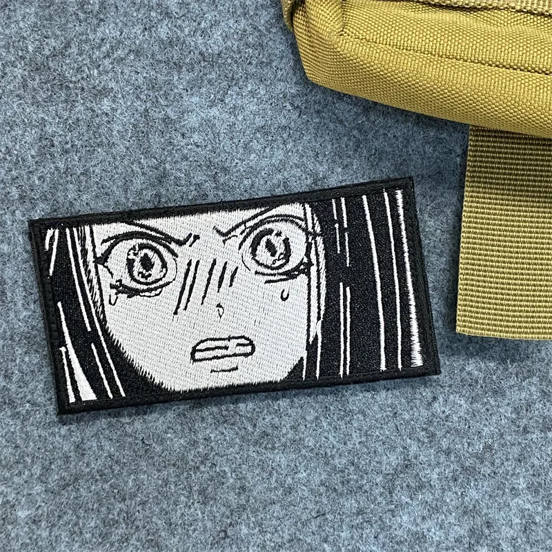 Parche bordado de chica de Anime japonés, pegatinas de ojo de niña, apliques de brazalete para ropa, parches de decoración de mochila de gancho y bucle - imagen 4