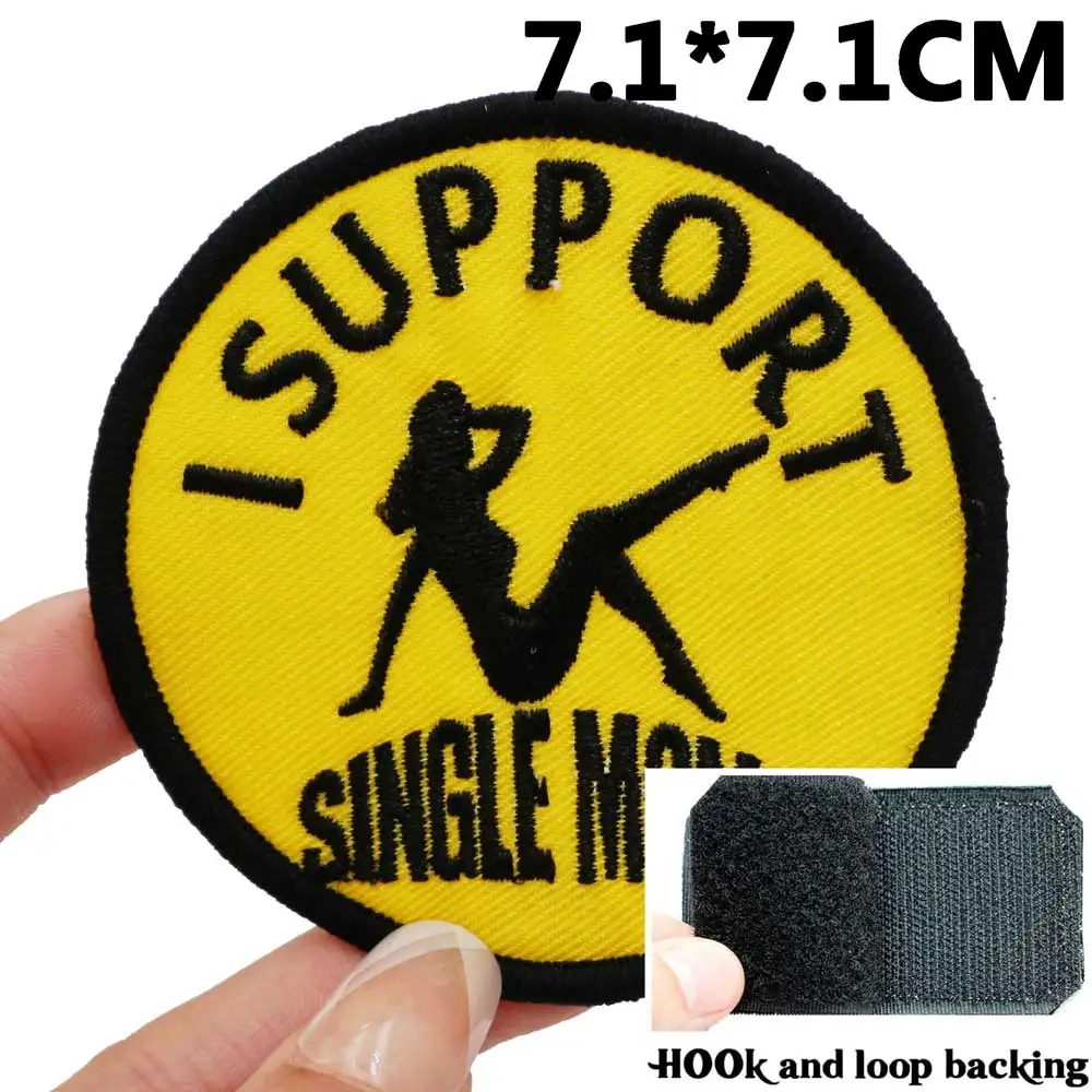 I SUPPORT parches bordados para madres solteras, apliques de etiqueta de costura, banda de motorista punk, insignias de ropa de Rock con respaldo de gancho - imagen 2