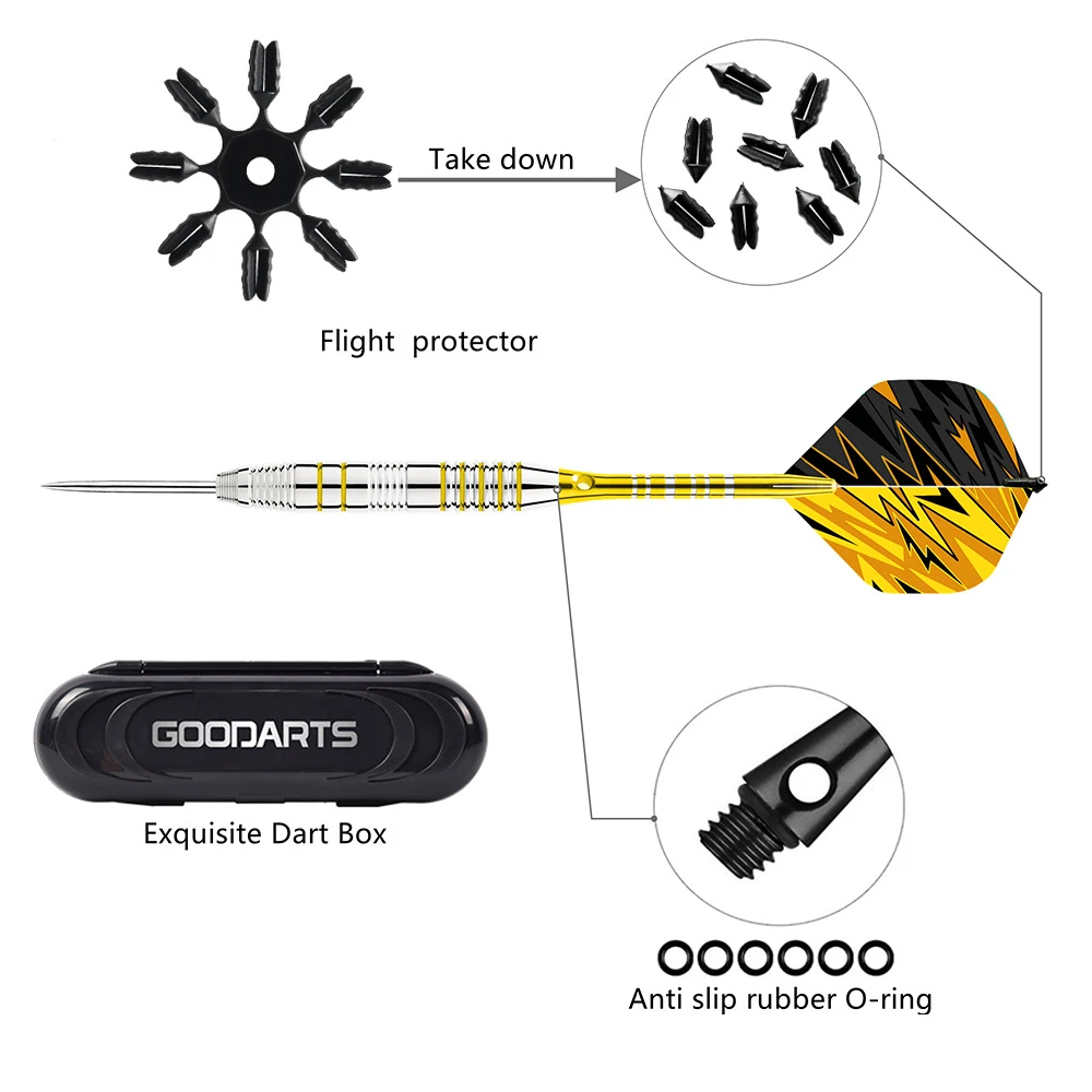 Juego de dardos profesionales con punta de acero de 22 g para juegos - Paquete de 3 - imagen 4