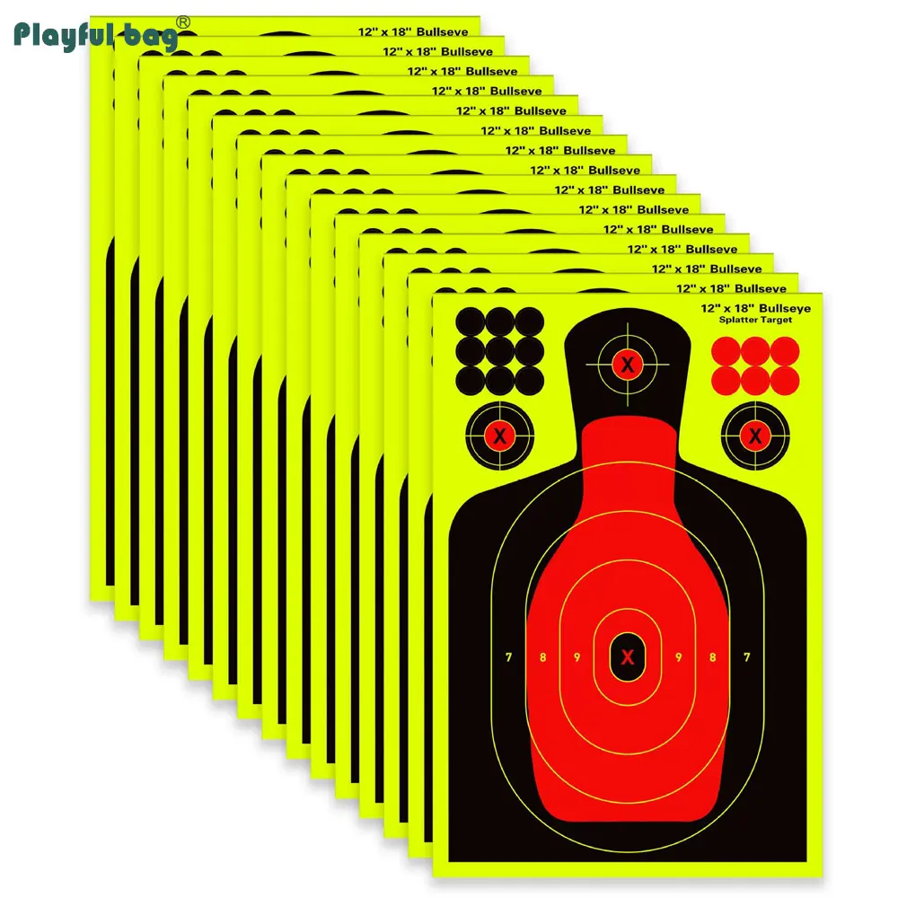 20 piezas pegatinas de objetivo de salpicaduras Bullseye de 12 ''x 18'', papel autoadhesivo para tiro, Rifle, entrenamiento Airsoft, venta al por mayor AQB186 - imagen 4