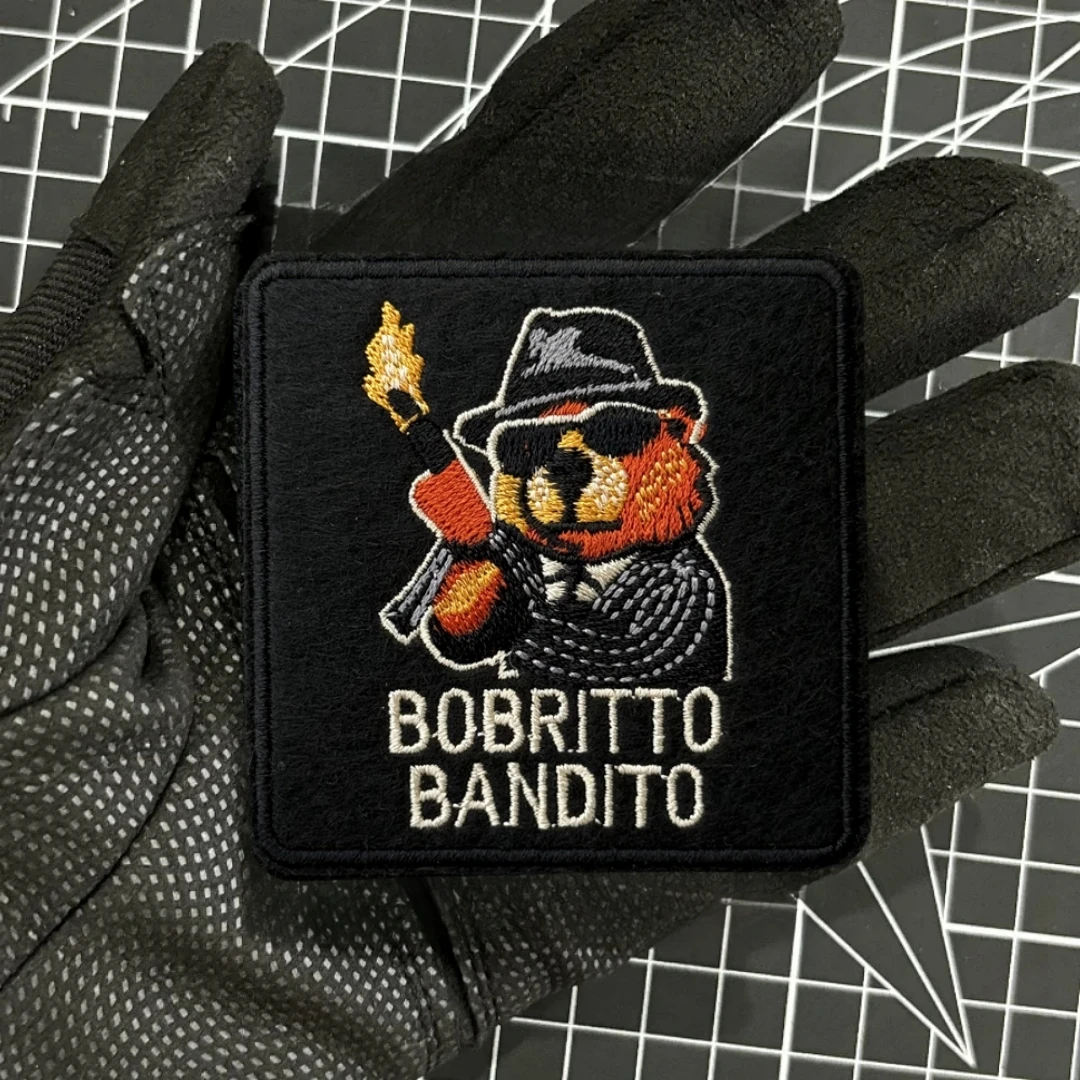 El oso usando gafas, parches tácticos de moral para ropa, parche bordado de gancho y bucle, pegatina para mochila militar - imagen 3