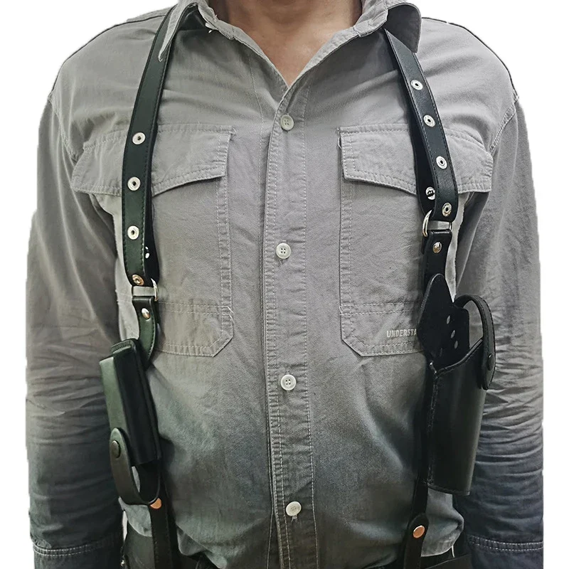 Bolsa para pistola de escenario de película y televisión, moldeado táctico tipo 92 1911, equipo, revistas, hombros, axila, traje, funda de cuero de vaca, regalo - imagen 5