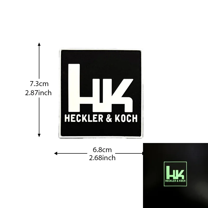 Insignia de moral táctica de PVC HK, parche luminoso Heckler y Koch, brazalete militar, gancho y bucle, mochila, accesorios de ropa, pegatina - imagen 3