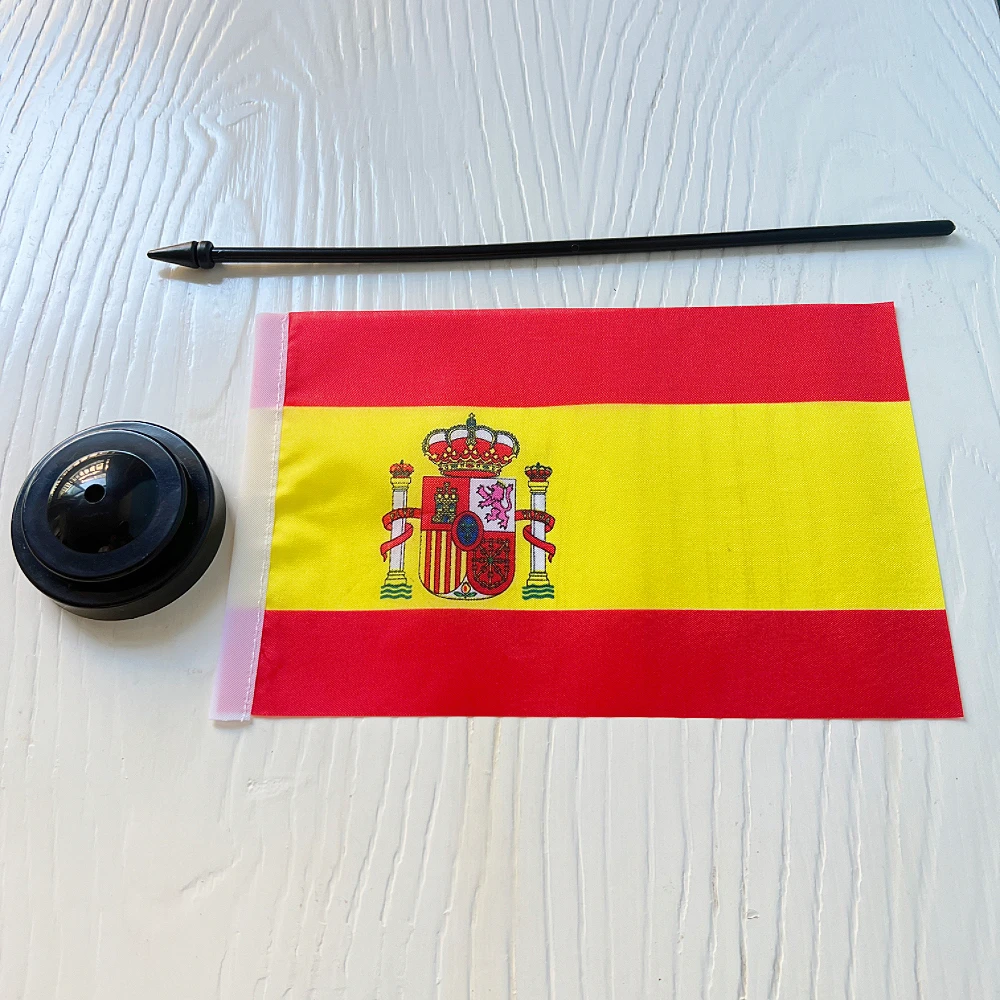 Escritorio de oficina de 14x21cm, pancarta pequeña de país de España, mesa de salón de reuniones, poste de pie, nacional español - imagen 3