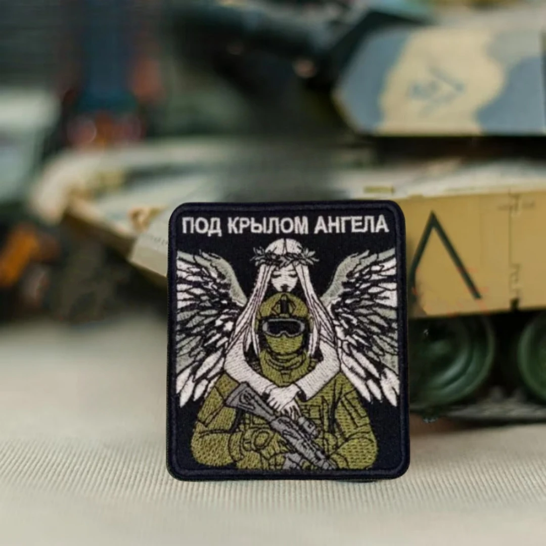 Parches de insignia de moral Chevron "under Angel Wings", brazalete táctico, parches de gancho bordados para ropa, pegatinas para mochila - imagen 3