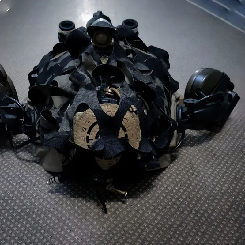 Cubierta táctica para casco rápido, red de camuflaje 3D, cubierta de tela para casco cortado con láser para casco rápido, accesorios para casco CS de caza - imagen 3