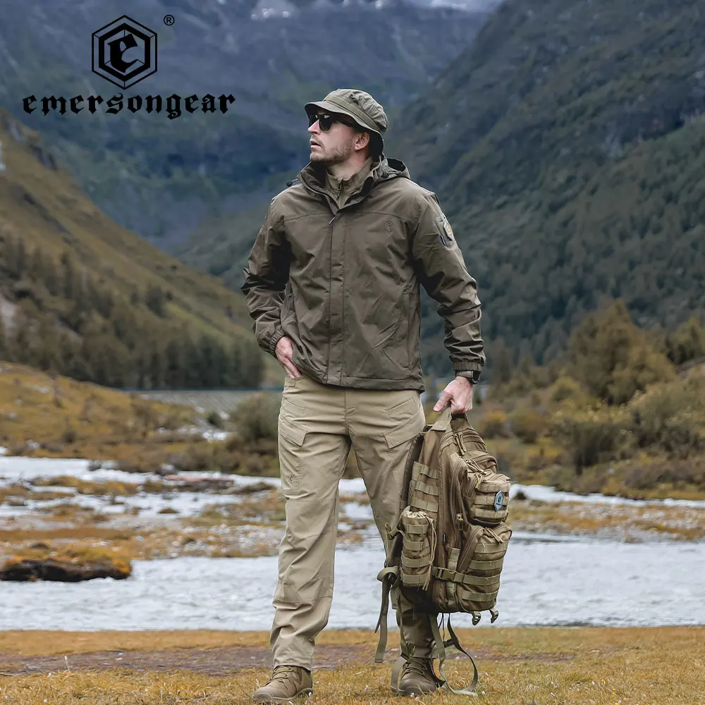 Emersongear-Chaqueta impermeable táctica, impermeable transpirable a prueba de viento, capucha de almacenamiento y parche moral para caza militar al aire libre - imagen 5