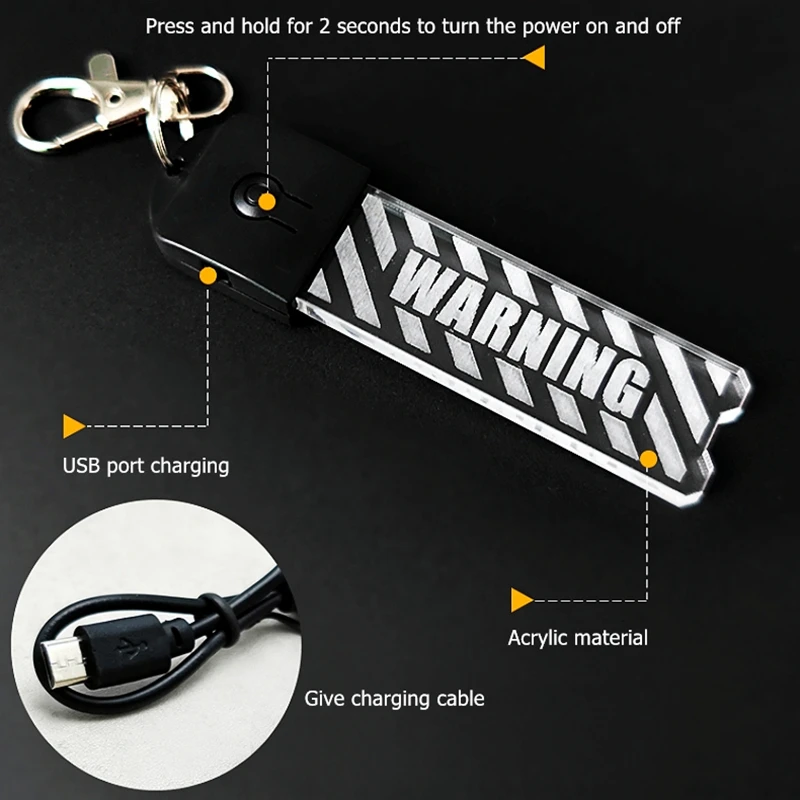 LLavero de luz LED con función de intermitente de advertencia táctica, barra iluminada de punta de seguridad portátil recargable, cambio de Color, 7 colores - imagen 5