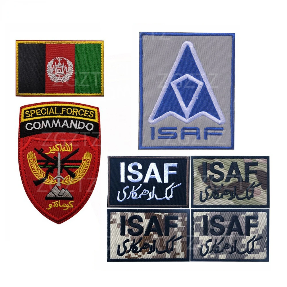 Parches bordados de la bandera de Pakistán, emblema ISAF, insignia militar, apliques para ropa, mochila