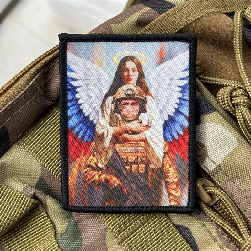 Parche Chevron Angels Protect The Soldiers para ropa, insignia de moral táctica, brazalete estampado, gancho, parche militar, mochila - imagen 2