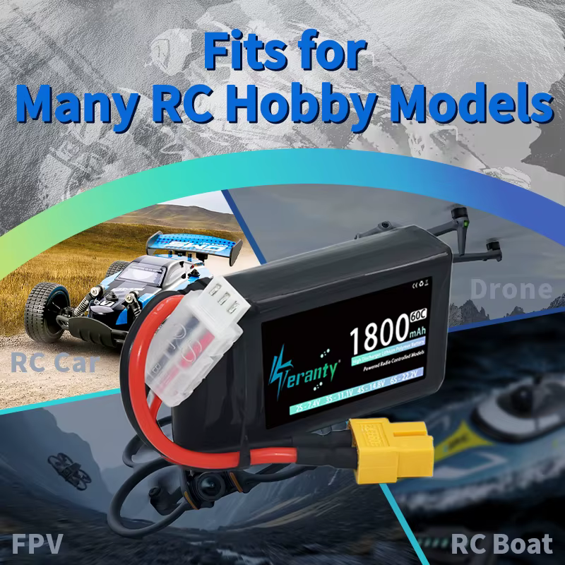 2/4 Uds TERANTY 2S 1800mAh 7,4 V 60C batería Lipo con enchufe T XT30 XT60 JST para RC coche camión Buggy FPV Drone helicóptero avión - imagen 2