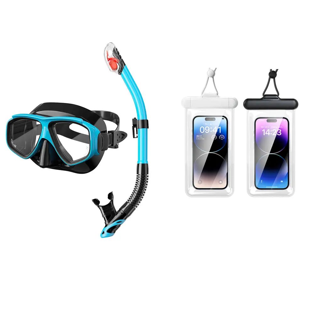 Nuevo juego de snorkel y máscara de buceo profesional para adultos – Equipo de snorkel de alta calidad con bolsa impermeable para teléfono – Regalos