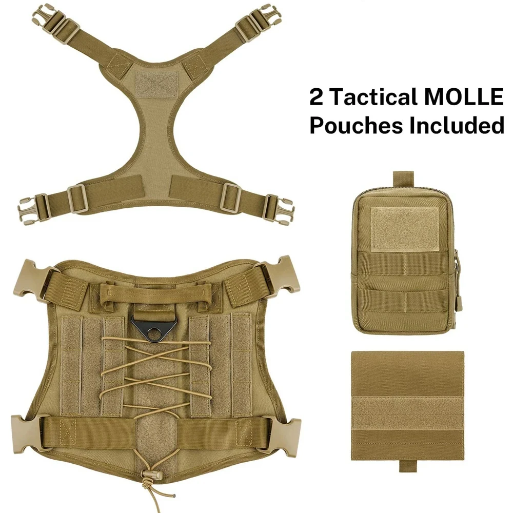 Chalecos tácticos para perros, ropa para perros, arnés de carga de entrenamiento, chaleco Molle de rescate para perros, arnés con bolsa Molle - imagen 3