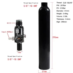 Tanque aluminio aire comprimido HPA 0,38l 3000Psi regulable