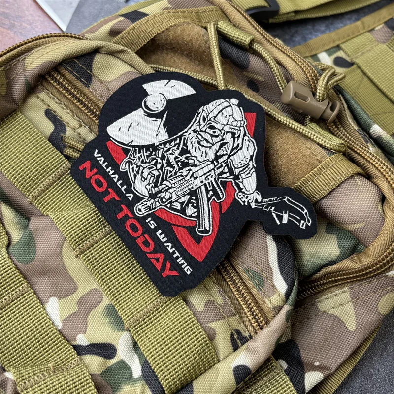 Parche de tela táctico "NO TODAY" para ropa, insignia de moral, parche militar con gancho, pegatinas para mochila