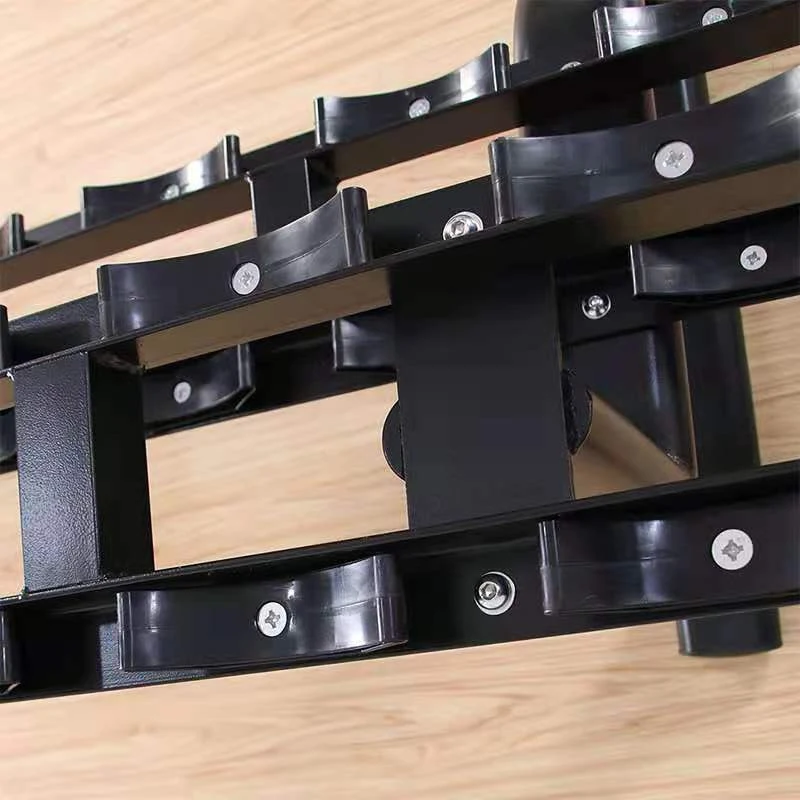 Soporte para mancuernas con bandejas media luna y discos