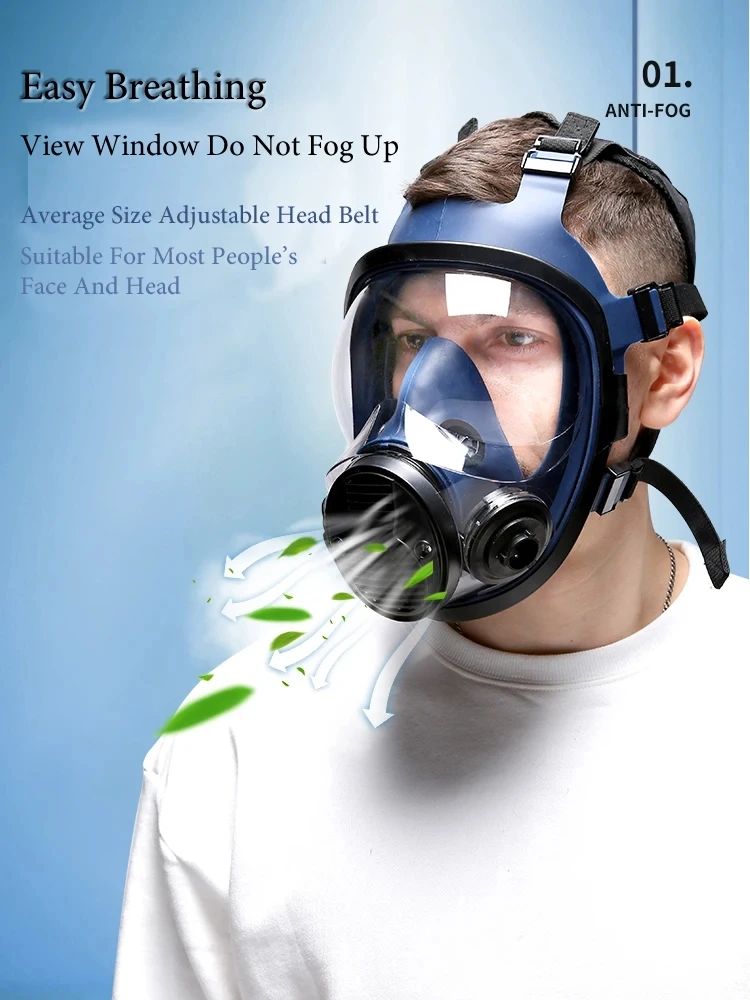 Máscara de Gas anticontaminación 7 en 1, mascarilla facial completa con filtros duales, antipolvo, para soldadura, pulverización, pintura, protección de seguridad en el trabajo - imagen 4
