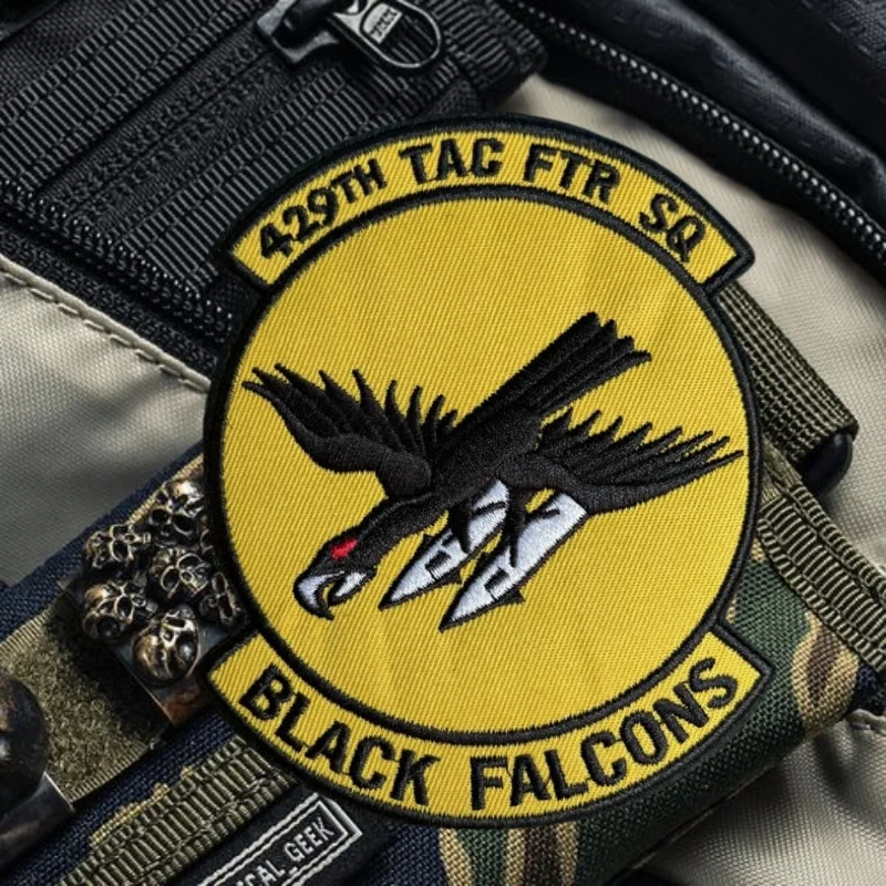 Parche bordado de halcones negros, chaleco táctico, gancho y bucle, sombrero, insignia de moral, mochila, pegatina decorativa, parches para brazalete para ropa - imagen 5