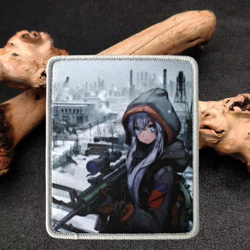 Parche con estampado de Anime de primera línea para niña, insignia de moral táctica con gancho y bucle, pegatinas decorativas para mochila, parches para brazalete para ropa