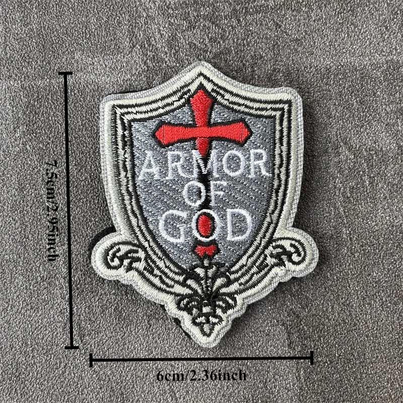 Parche bordado "Armor de Dios Cross Shield", insignia de moral táctica, parche militar con gancho, ropa, mochila, pegatinas, brazalete - imagen 5