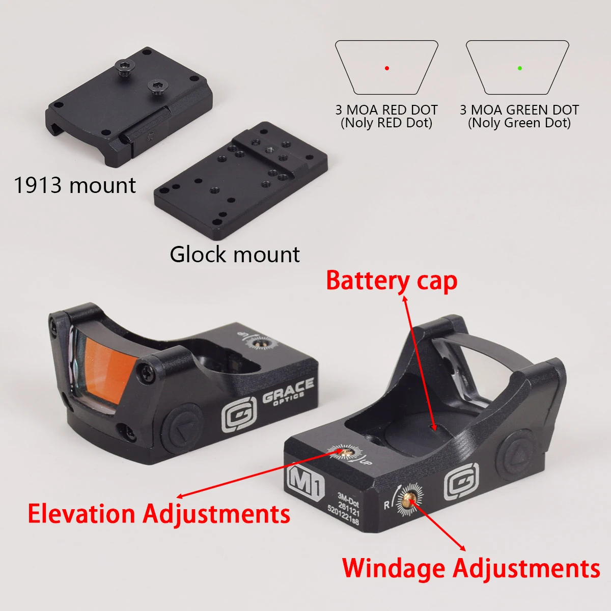 Mira táctica RMR M1, punto rojo y verde, mira de caza para Airsoft, tiro al aire libre, montaje holográfico Glock - imagen 4