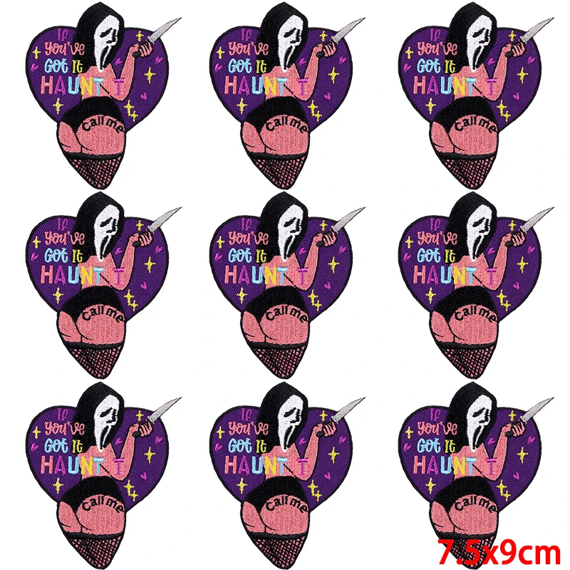 Parches de Hip Hop para ropa, calaveras Punk, parches termoadhesivos bordados, pegatinas de costura DIY, 10 unidades por lote - imagen 2