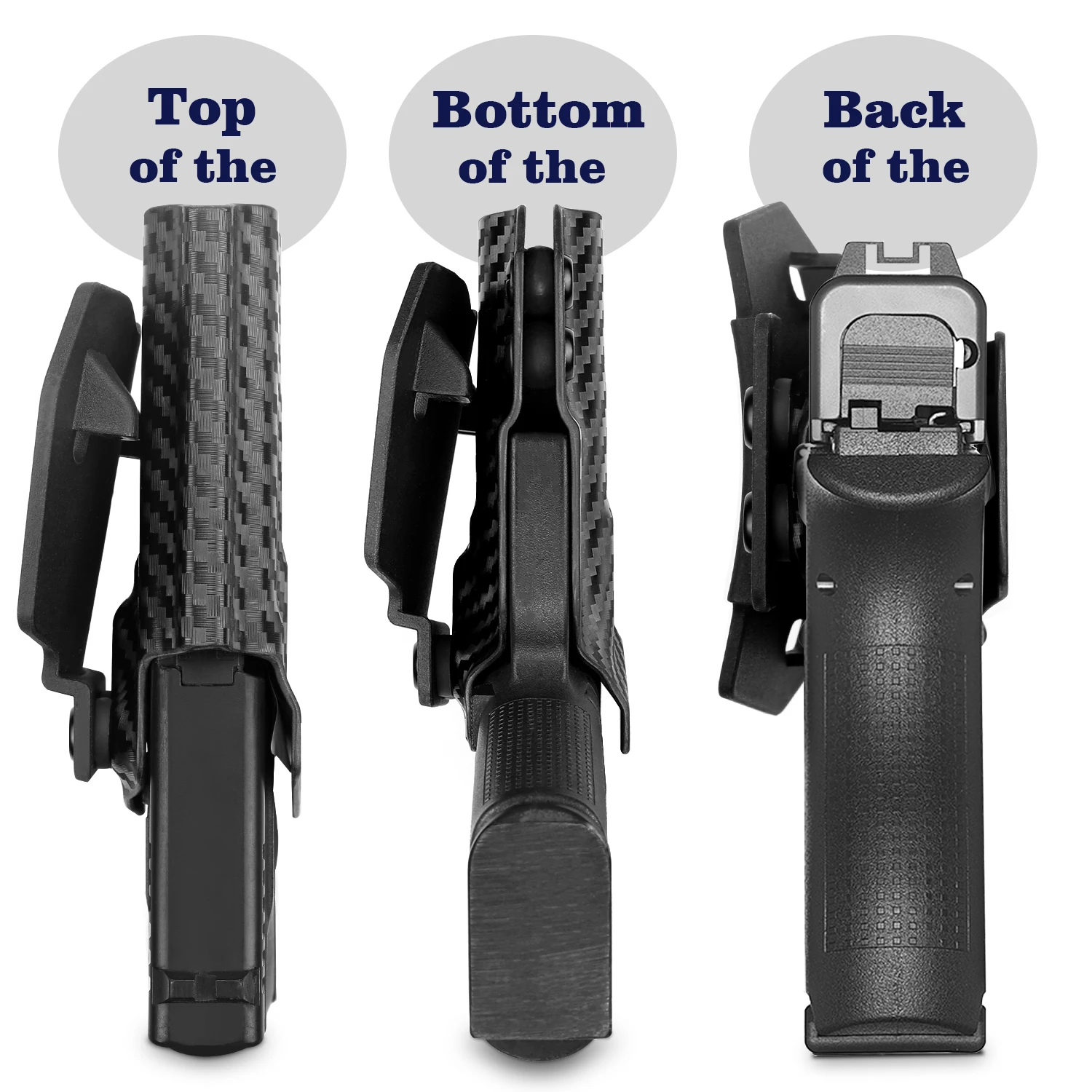 Glock 43 funda de fibra de cabón con banda lateral, compatible con Glock 43/43X/48 (no MOS), pistola con punto rojo, soporte táctico derecho - imagen 4