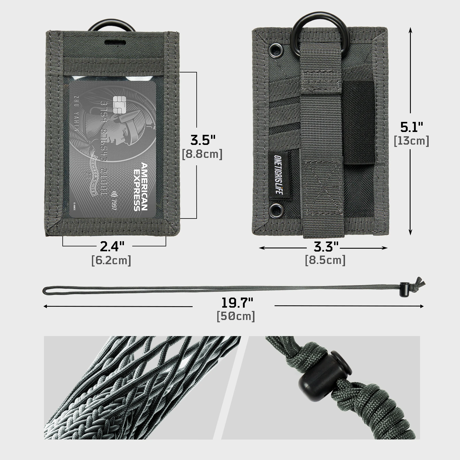 ONETIGRIS-soporte de identificación MOLLE para caza al aire libre, bolsa táctica, organizador de carpetas de archivos, bolsa militar dos en uno con colgante en el pecho - imagen 5