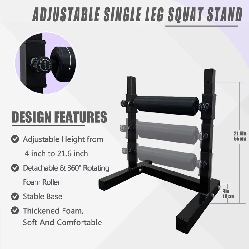Soporte para sentadillas de una sola pierna ajustable profesional, dividido para gimnasio en casa, equipo de entrenamiento de fuerza de piernas, estante para sentadillas con barra, acero - imagen 3
