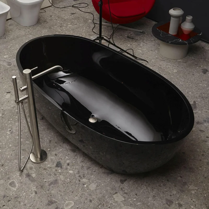 Bañeras de piedra artificial personalizadas para apartamentos grandes, bañeras integradas transparentes coloridas para alojamiento en familia de hotel - imagen 4