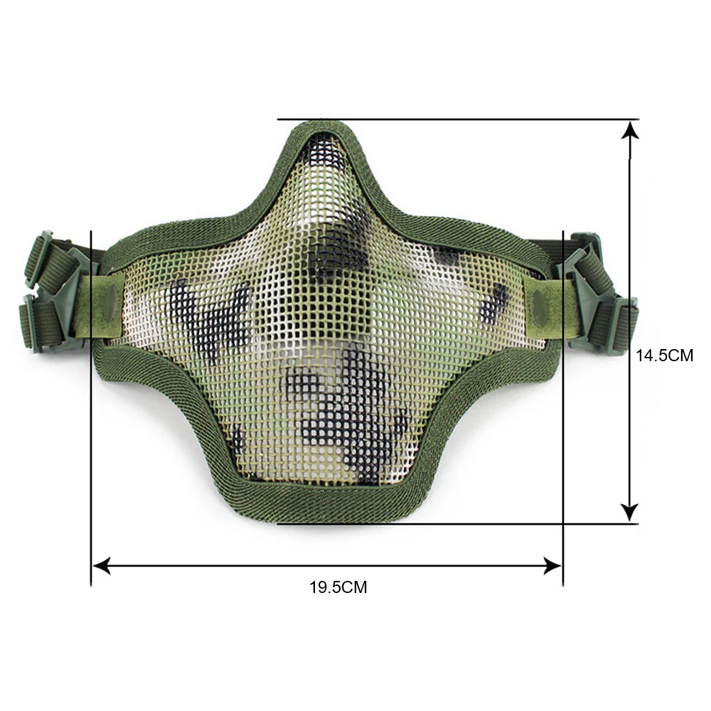 Mascarilla Militar Airsoft, máscara transpirable de malla de acero con bajo contenido de carbono, protección para tiro de Paintball, media cara, caza, táctica del ejército - imagen 2