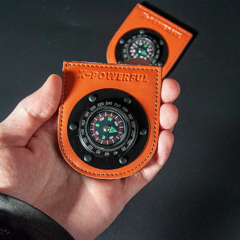 Brújula multifuncional para exteriores, brazalete con gancho y bucle, brújula con marco de metal de cuero - imagen 2
