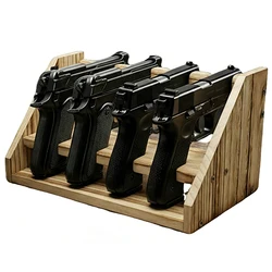 Soporte madera pistolas – Expositor con ranuras para armas cortas