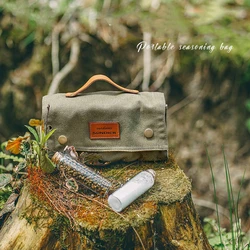 Juego de botellas de especias para Picnic portátil para barbacoa al aire libre, bolsa de almacenamiento de botellas de especias para condimentos para Picnic y acampada con 9 botellas de vidrio