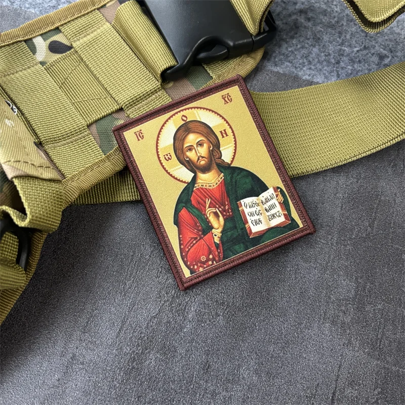 Parche táctico con estampado de Jesucristo para ropa, insignias de moral, parches militares con gancho, pegatinas para mochila