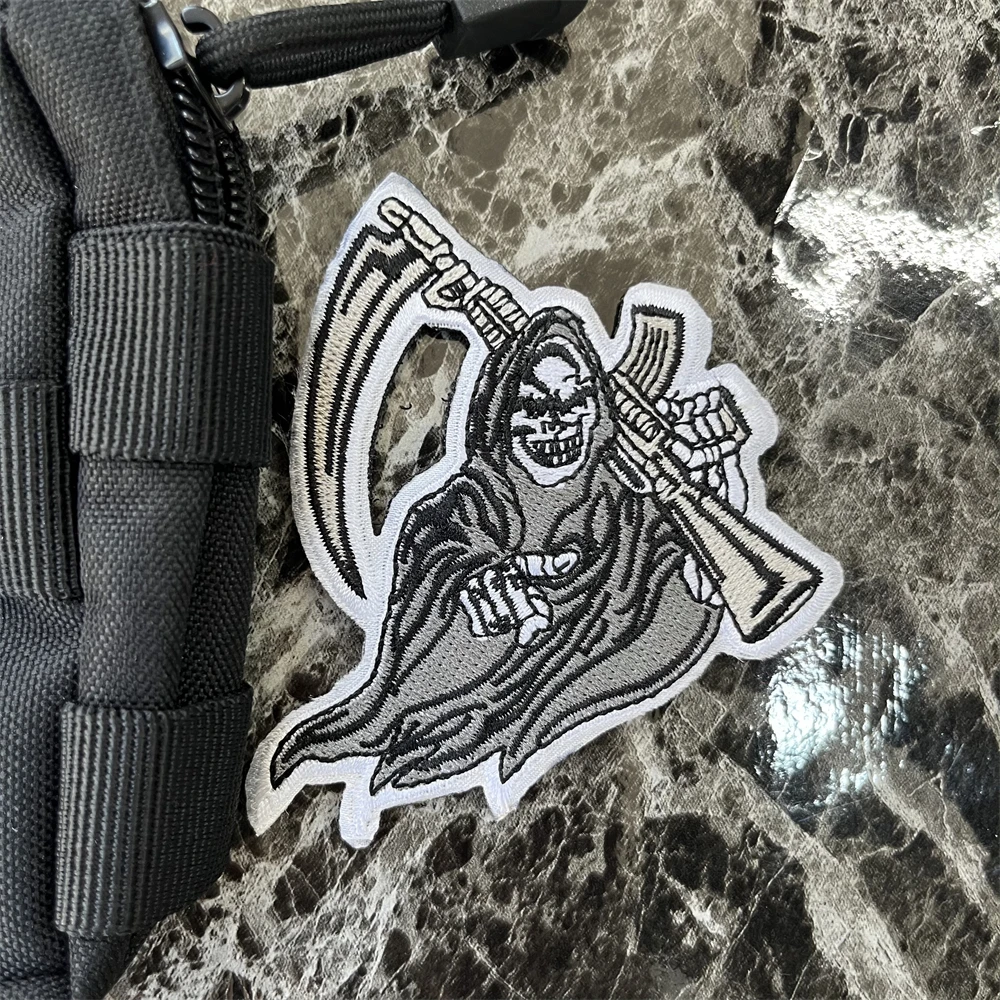 AK hoz Reaper moral parches de insignia, brazalete táctico, ejército militar, gancho y bucle, mochila, pegatinas bordadas - imagen 2