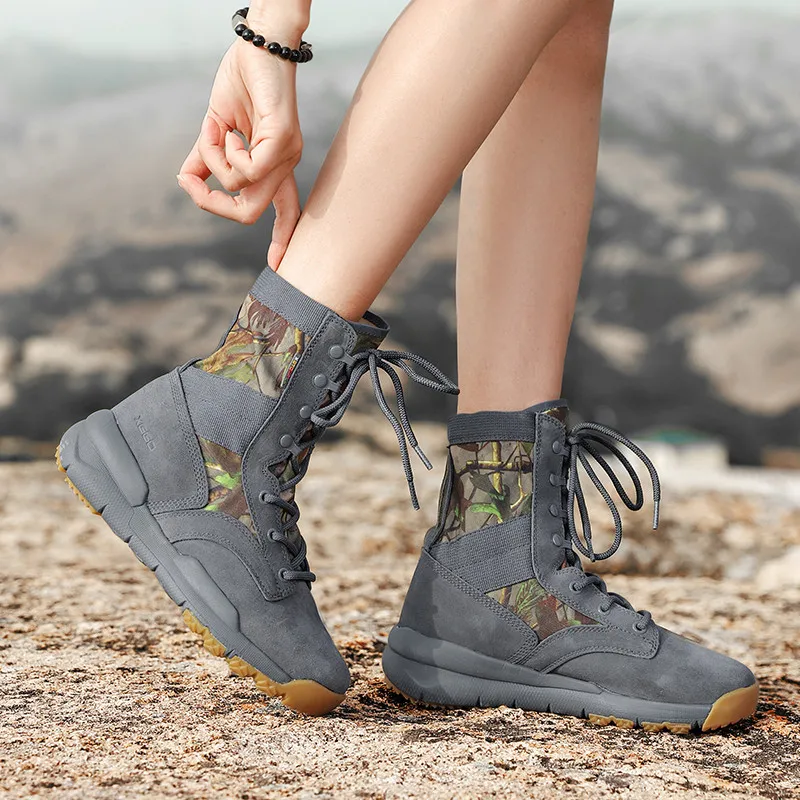 Botas de senderismo XIANG GUAN, zapatos de caza impermeables para hombre, zapatos tácticos, zapatillas tobilleras para mujer en el desierto, botas de trekking de cuero - imagen 4