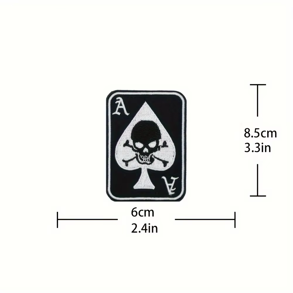 Parche táctico bordado calavera Ace of Spades vintage con velcro MOLLE - imagen 4