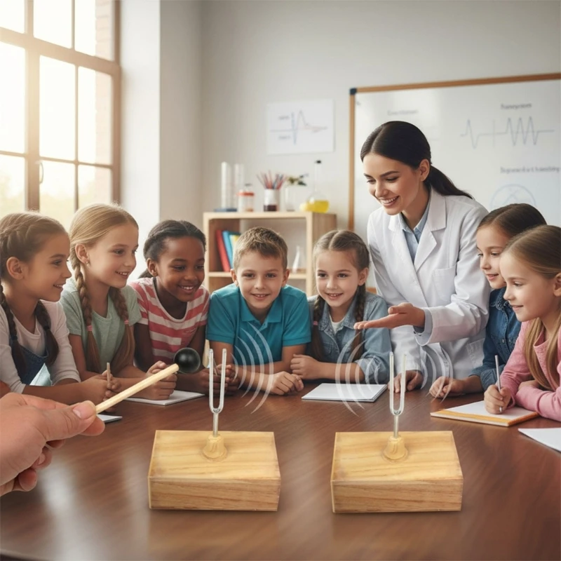Horquilla resonancia Metal y madera, diapasón educativo adecuado para física escuela secundaria, equipo laboratorio - imagen 4