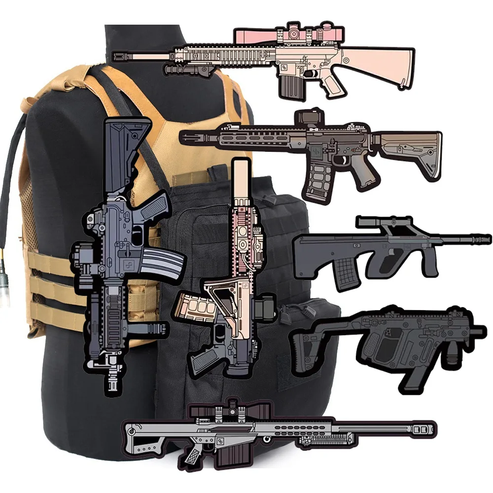 Nuevo 3D PVC M416 edición Q arma Rubbe brazalete mochila colección moral rosa SR 25 parches militares de gancho y bucle para ropa - imagen 2