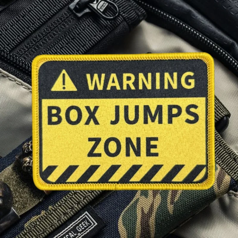 Caja de advertencia, parche estampado de zonas de JUMPS, chaleco táctico, insignia de moral con gancho y bucle, pegatina decorativa para mochila, parches para brazalete para ropa - imagen 4