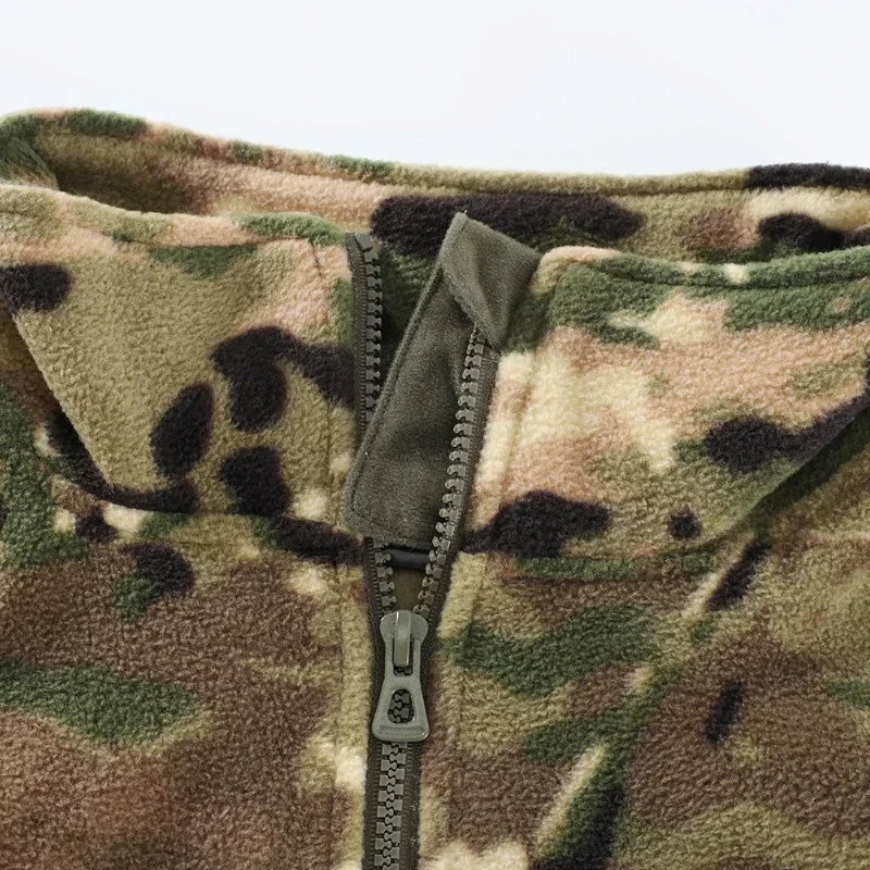 Chaqueta de lana con cuello levantado de camuflaje para exteriores, cárdigan de doble cara, abrigo de carga, tanque interior, cortavientos tácticos, deportes para correr - imagen 4