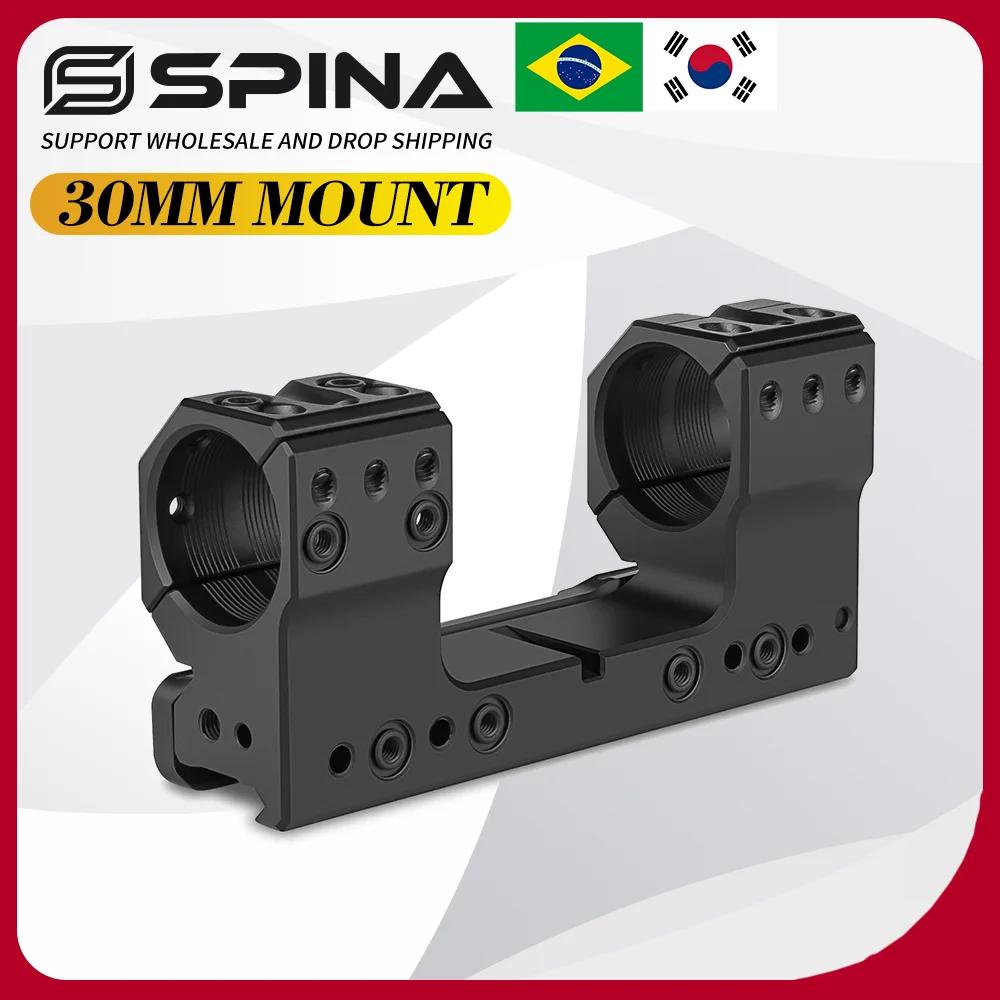 SPINA OPTICS-Soporte de aluminio para mira telescópica táctica de caza con nivel de burbuja, anillos de alcance de 30 mm, AR15, M4, soporte para mira de una pieza