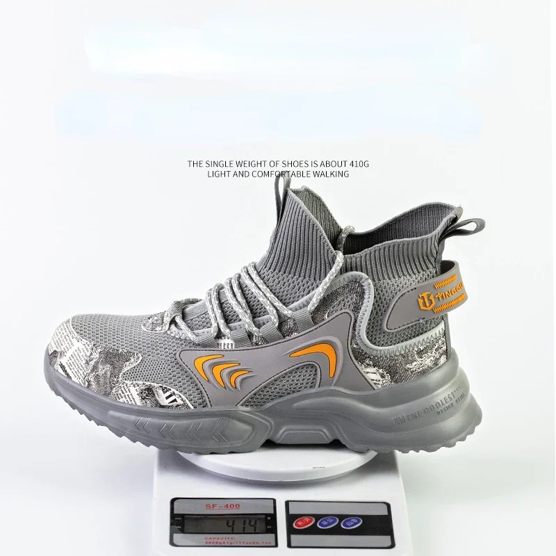 Botas de seguridad para hombre, botas con punta de acero, botas de seguridad para el trabajo a prueba de pinchazos de malla transpirable, calzado masculino, zapatillas de construcción - imagen 2